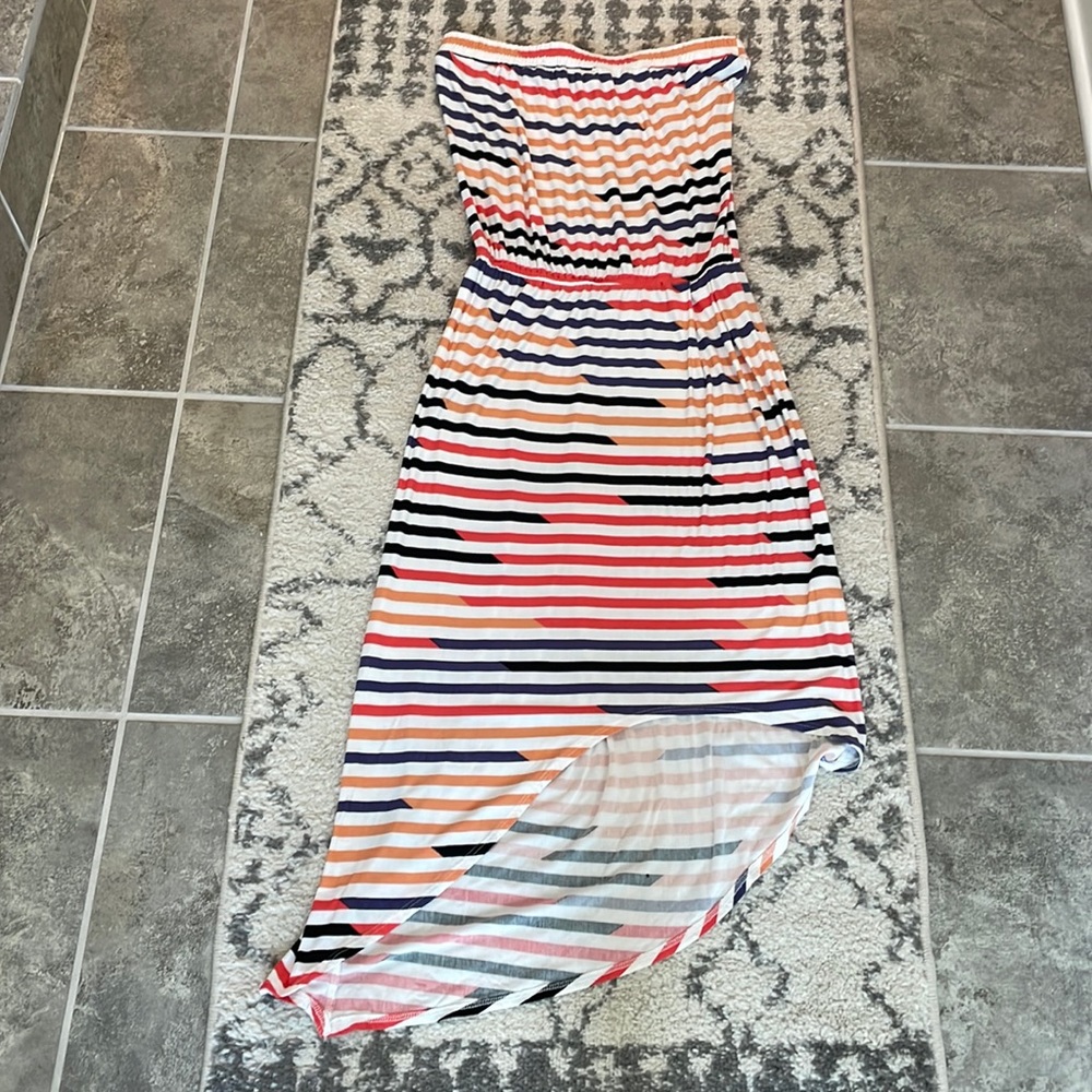 Envi asymmetrical hem strapless summer maxi dress 👗